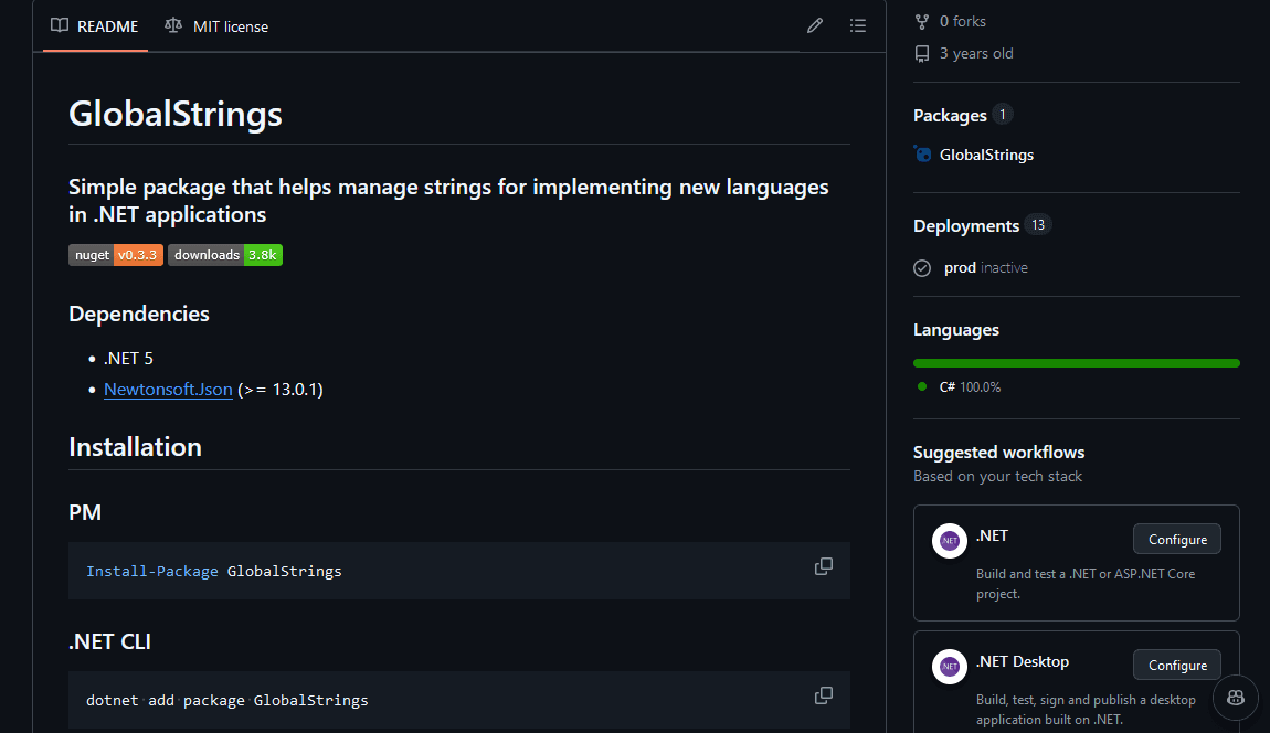 GitHub repository's page